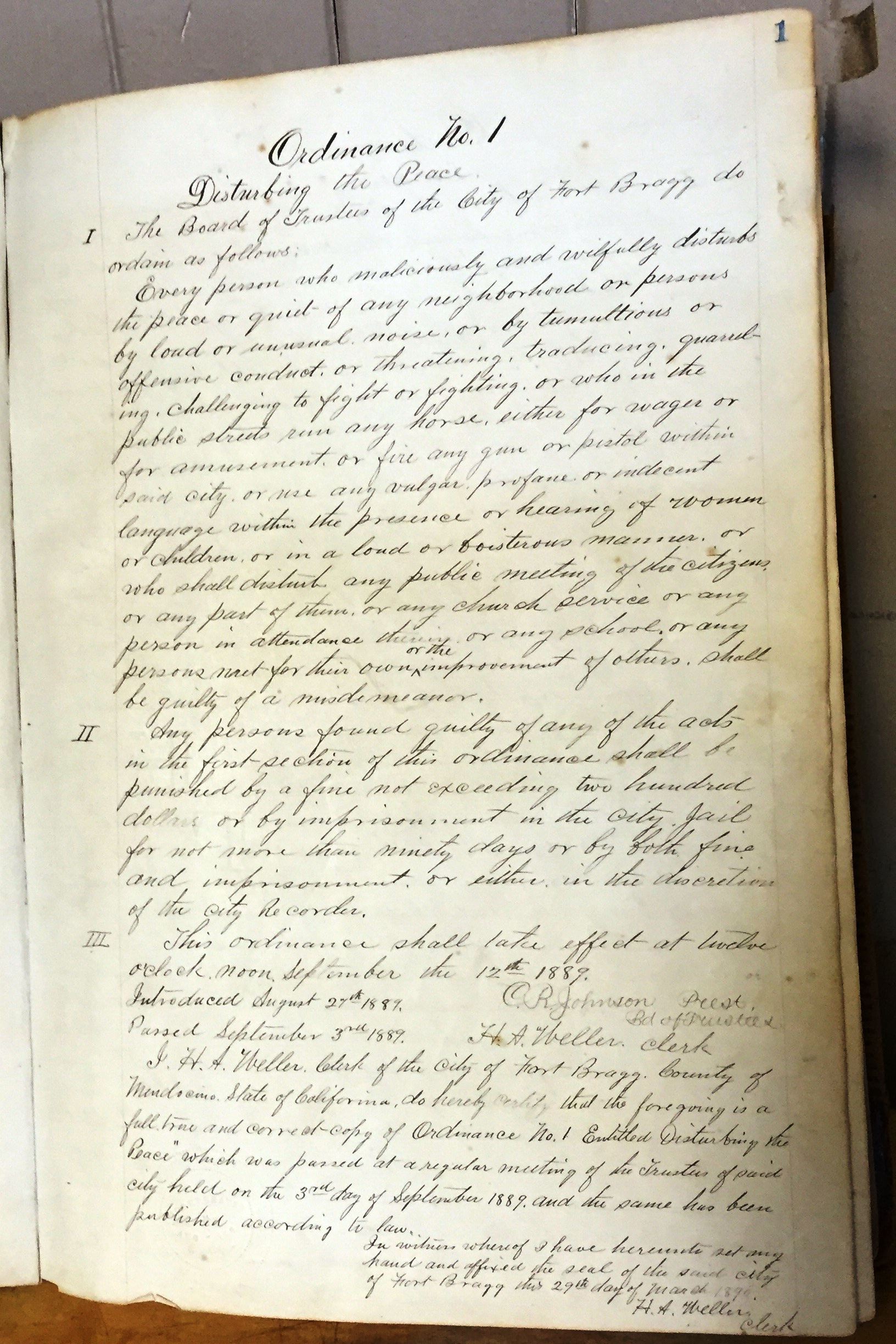 Ordinance No. 1